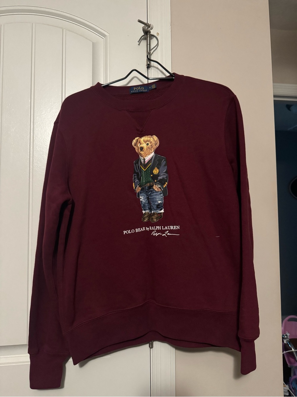 Ralph Lauren Burgundy Polo Bear Crewneck Sweatshirt